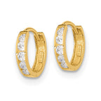 14k Madi K CZ 2x9mm Hinged Hoop Earrings