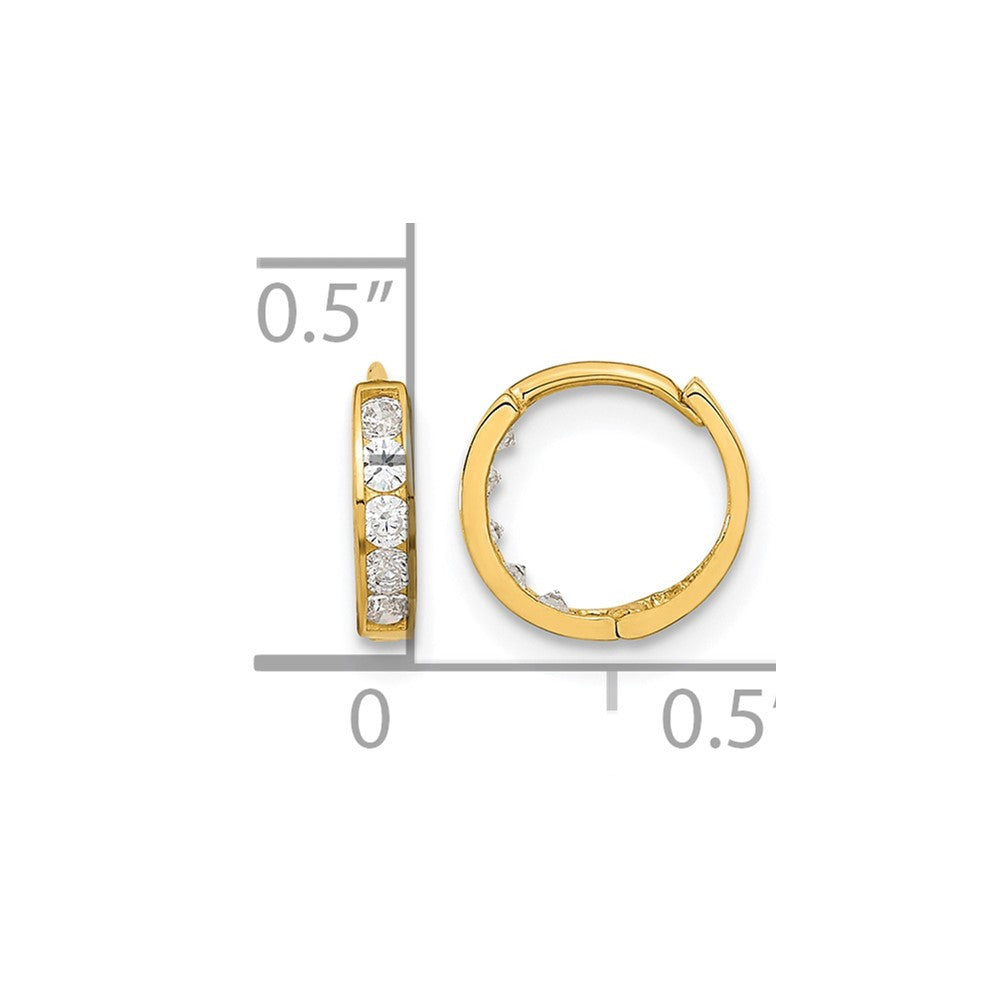 14k Madi K CZ 2x9mm Hinged Hoop Earrings