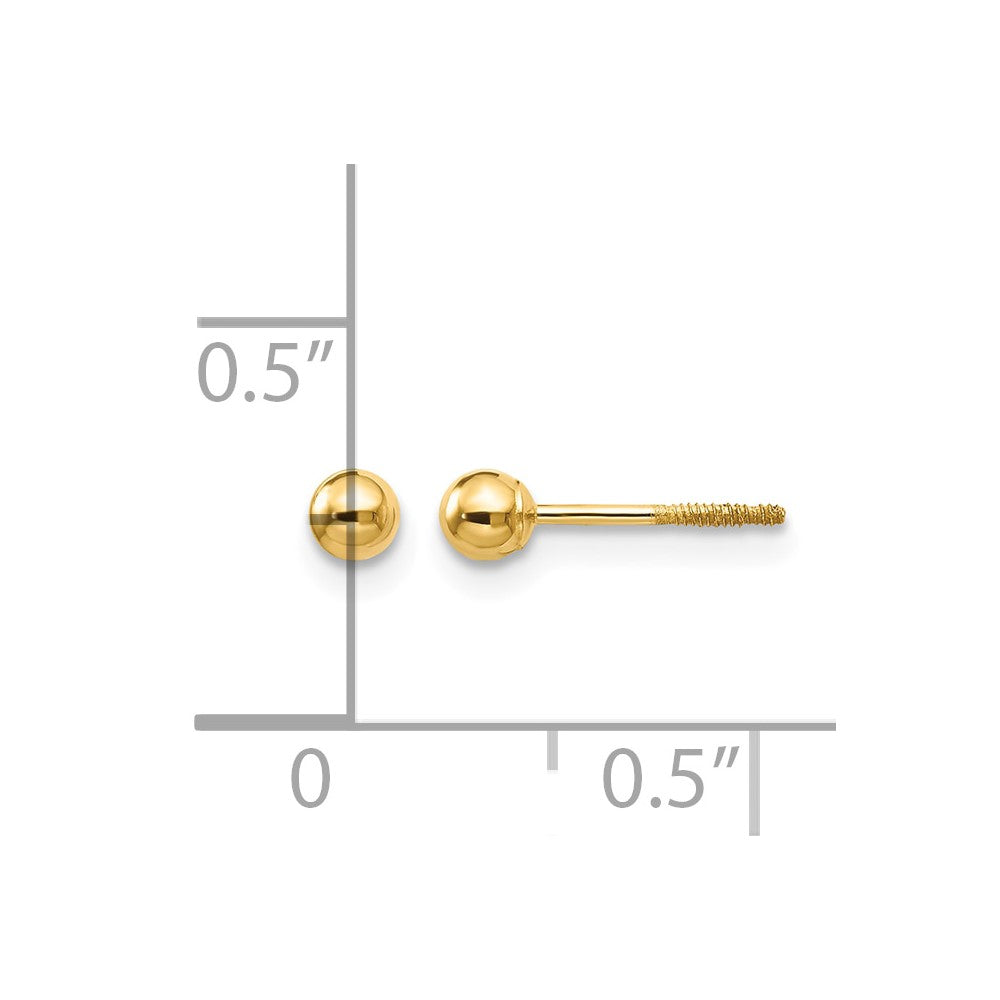 14k Madi K Polished 3mm Ball Screwback Post Earrings