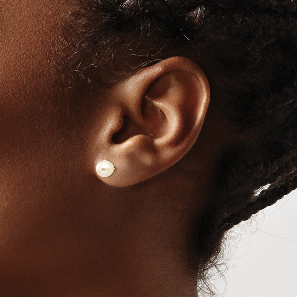 14k Madi K Reversible 5-6mm White Round Freshwater Cultured Pearl and Bead Screwback Post Earrings