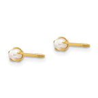 14k Madi K Reversible 2-3mm White Round Freshwater Cultured Pearl and Bead Screwback Post Earrings