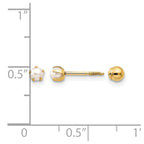 14k Madi K Reversible 2-3mm White Round Freshwater Cultured Pearl and Bead Screwback Post Earrings