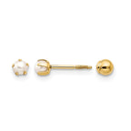 14k Madi K Reversible 2-3mm White Round Freshwater Cultured Pearl and Bead Screwback Post Earrings