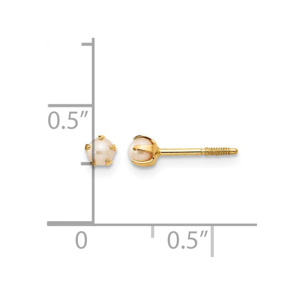 14k Madi K 2-3mm White Round Freshwater Cultured Pearl Screwback Post Earrings