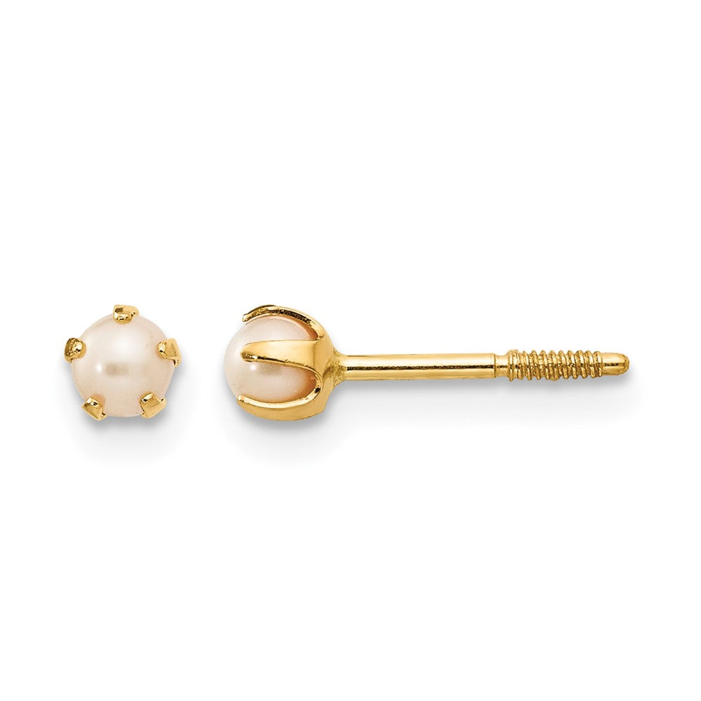 14k Madi K 2-3mm White Round Freshwater Cultured Pearl Screwback Post Earrings
