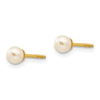 14k Madi K 3-4mm White Round Freshwater Cultured Pearl Screwback Post Earrings