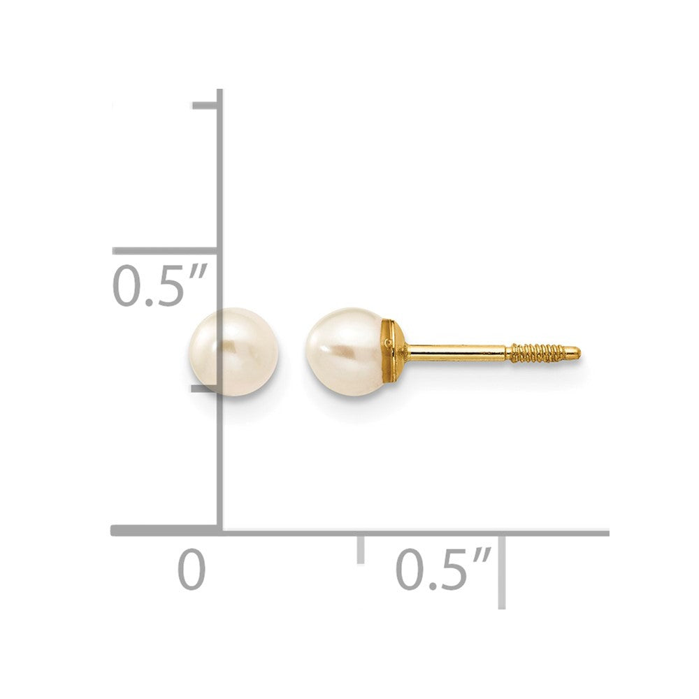 14k Madi K 3-4mm White Round Freshwater Cultured Pearl Screwback Post Earrings