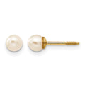 14k Madi K 3-4mm White Round Freshwater Cultured Pearl Screwback Post Earrings