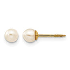 14k Madi K 3-4mm White Round Freshwater Cultured Pearl Screwback Post Earrings