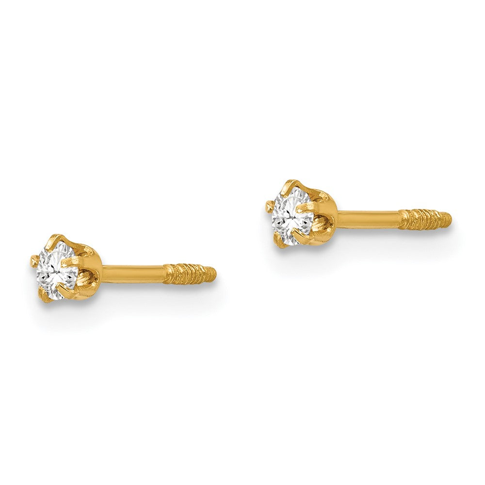 14k Madi K Polished Reversible Crystal and 3mm Ball Post Screwback Earrings