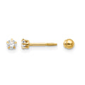 14k Madi K Polished Reversible Crystal and 3mm Ball Post Screwback Earrings