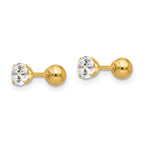14k Madi K Polished Reversible 4mm CZ and Ball Post Screwback Earrings