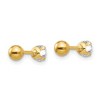 14k Madi K Polished Reversible 4mm CZ and Ball Post Screwback Earrings