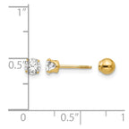 14k Madi K Polished Reversible 4mm CZ and Ball Post Screwback Earrings