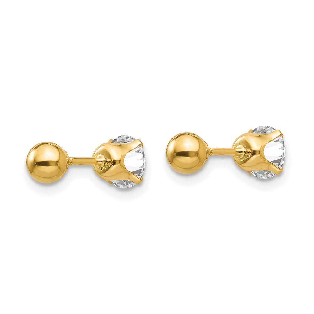 14k Madi K Polished Reversible 5mm CZ and Ball Post Screwback Earrings