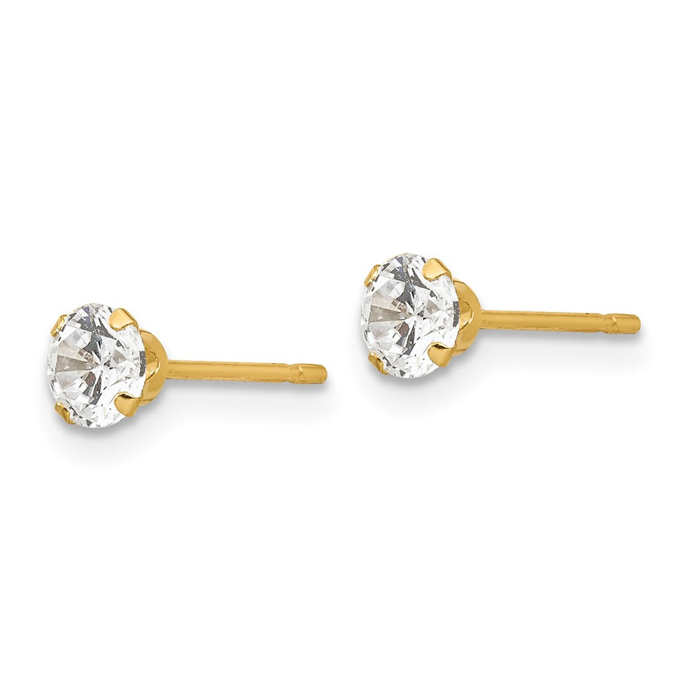 14k Madi K 4mm Round CZ Post Earrings
