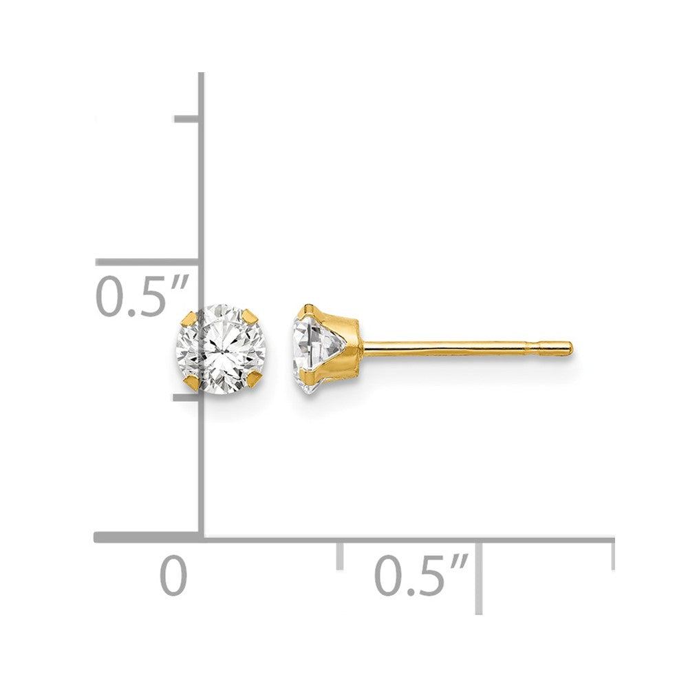 14k Madi K 4mm Round CZ Post Earrings