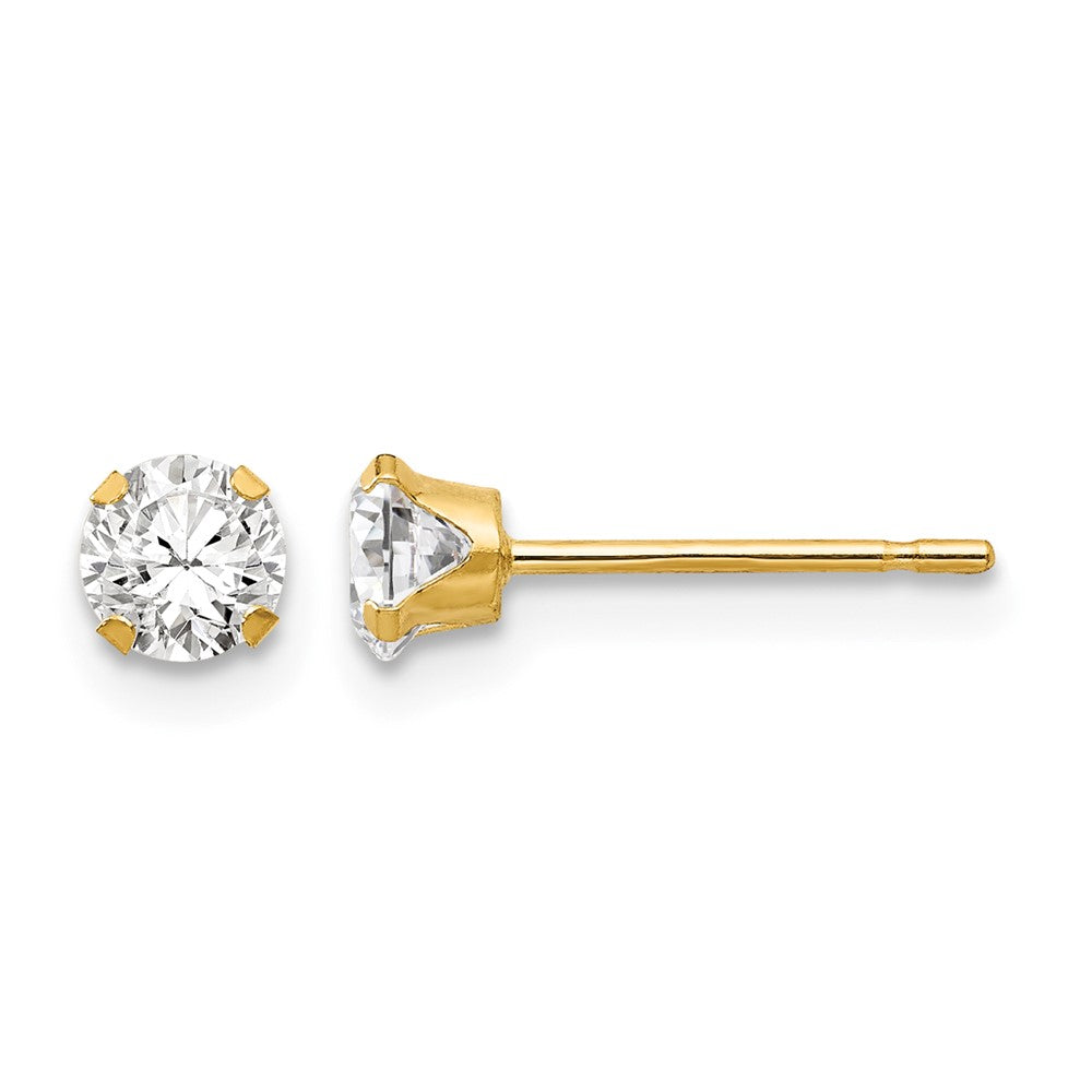 14k Madi K 4mm Round CZ Post Earrings