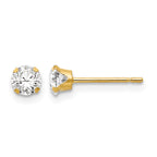 14k Madi K 4mm Round CZ Post Earrings