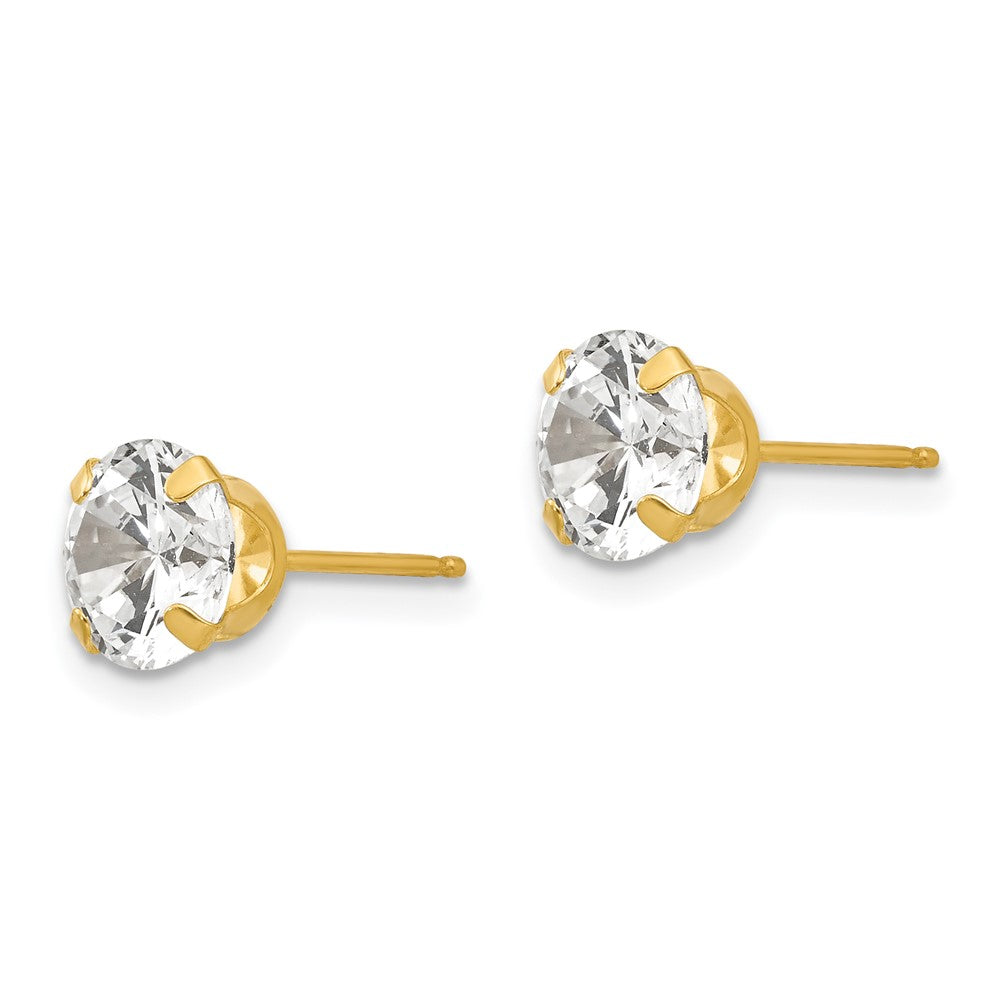14k Madi K 6.5mm Round CZ Post Earrings