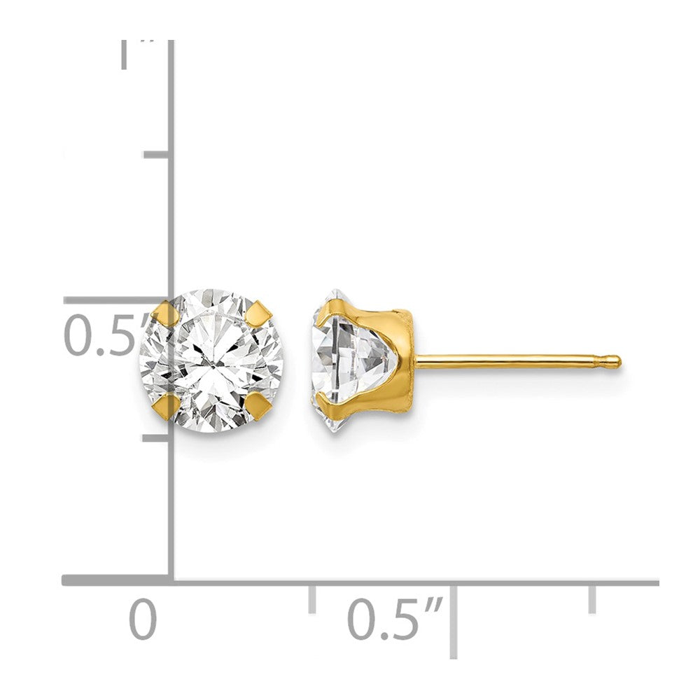 14k Madi K 6.5mm Round CZ Post Earrings