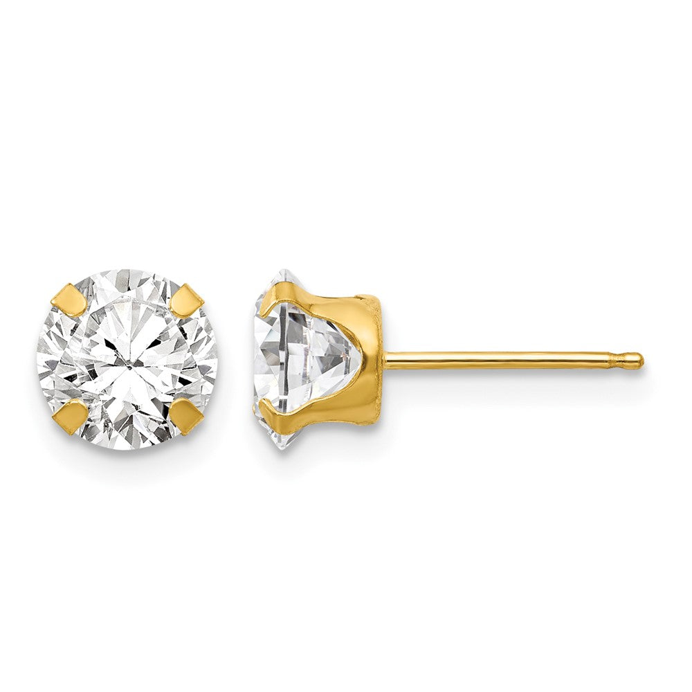 14k Madi K 6.5mm Round CZ Post Earrings