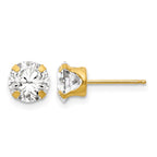 14k Madi K 6.5mm Round CZ Post Earrings