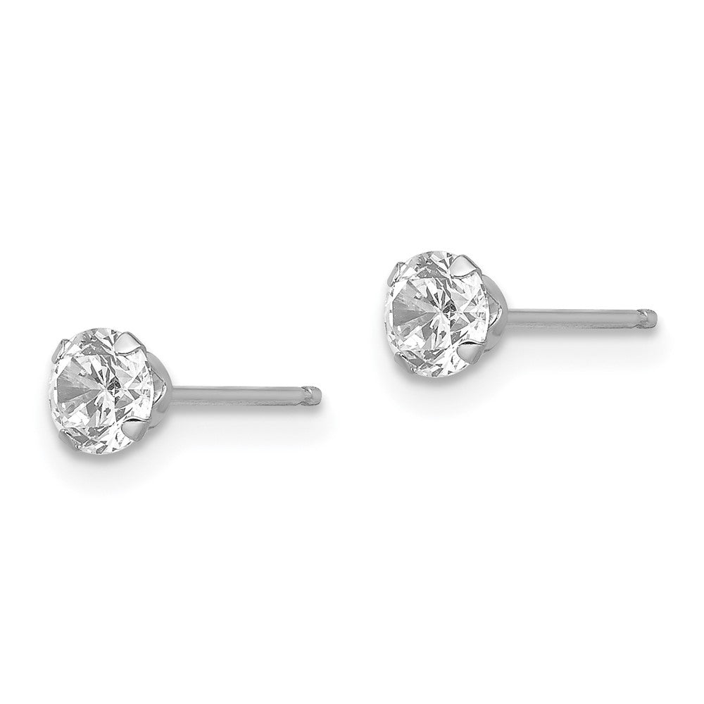 14k White Gold Madi K 4mm Round CZ Post Earrings