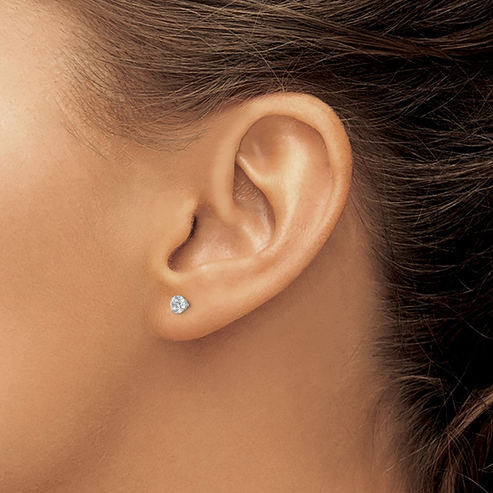14k White Gold Madi K 4mm Round CZ Post Earrings