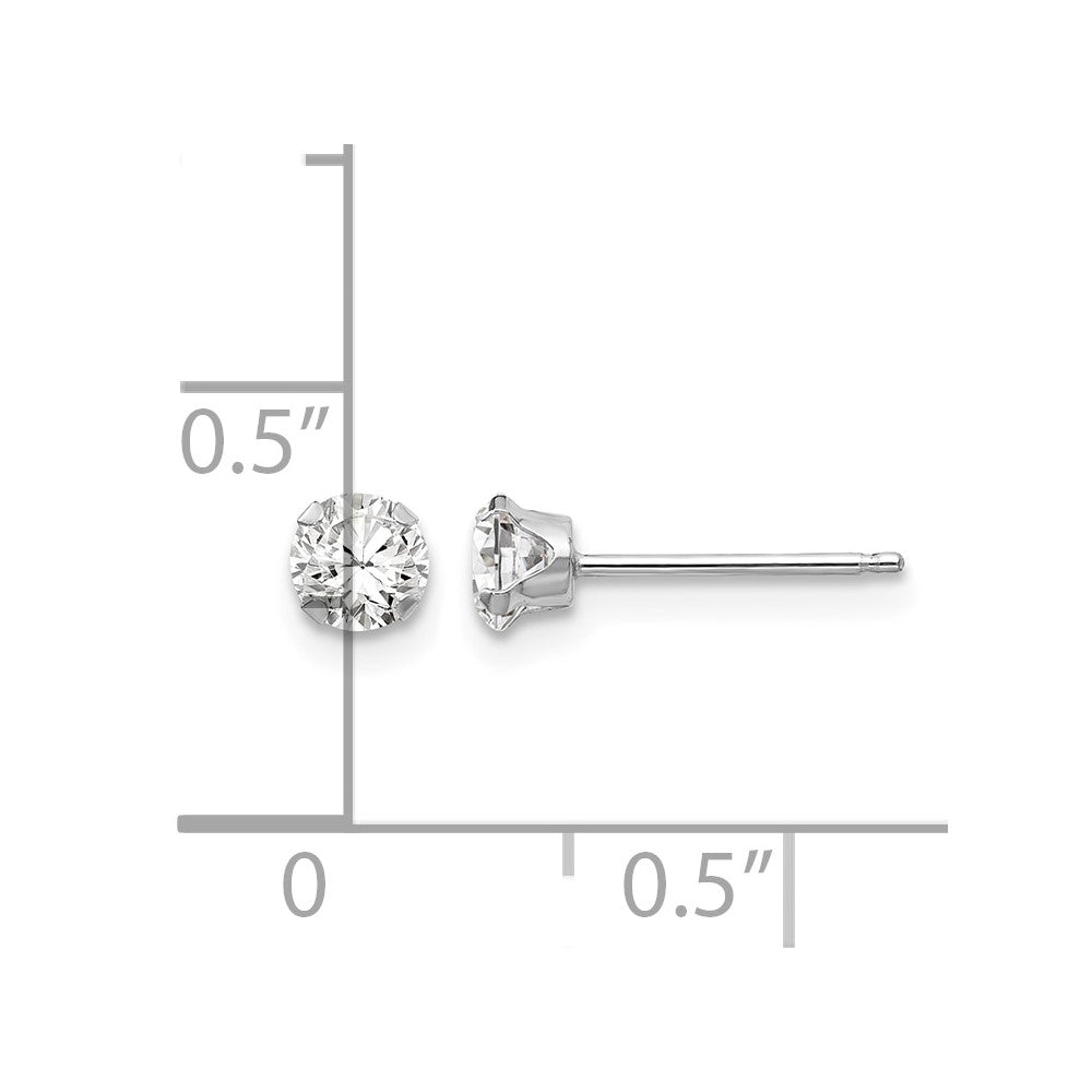 14k White Gold Madi K 4mm Round CZ Post Earrings