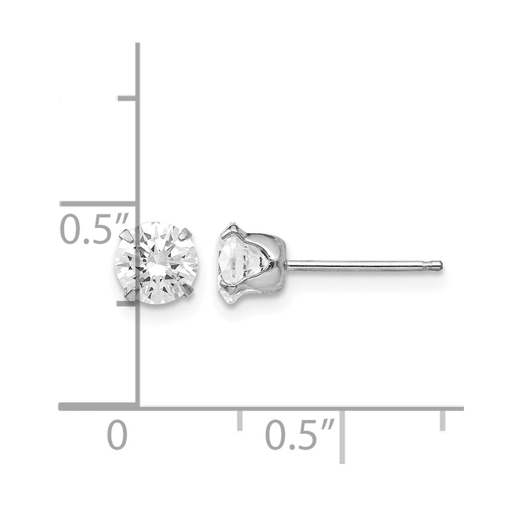 14k White Gold Madi K 5.25mm Round CZ Post Earrings
