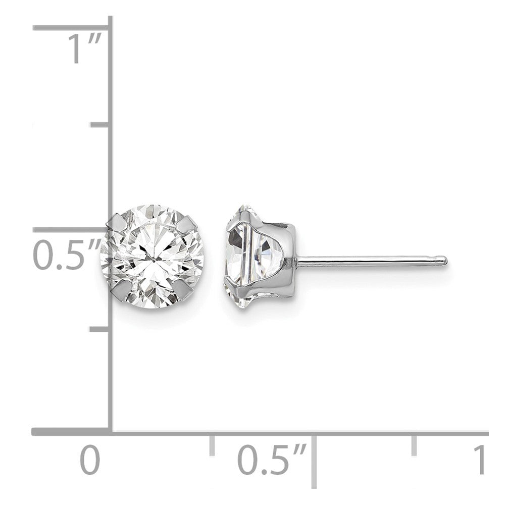 14k White Gold Madi K 6.5mm Round CZ Post Earrings