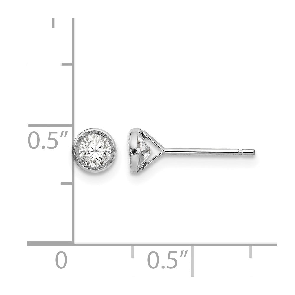 14k White Gold Madi K 4mm Bezel-Set Round CZ Post Earrings