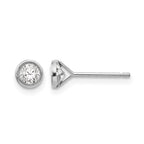 14k White Gold Madi K 4mm Bezel-Set Round CZ Post Earrings