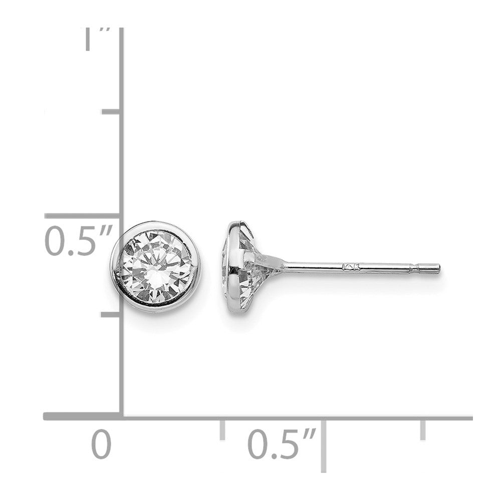 14k White Gold Madi K 5mm Bezel-Set Round CZ Post Earrings