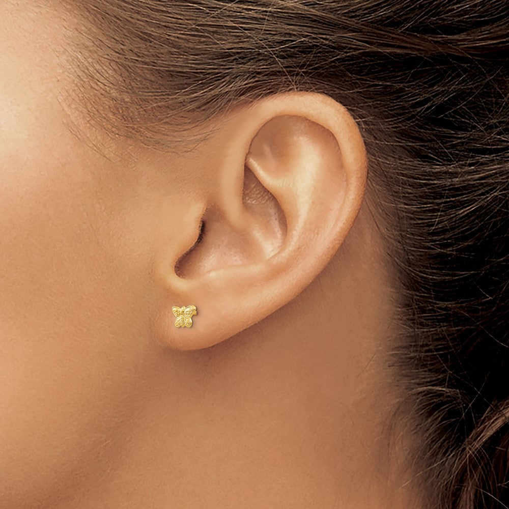 14k Madi K Polished Butterfly Childrens Screwback Post Earrings