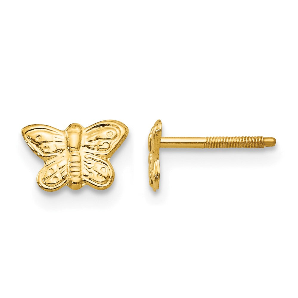 14k Madi K Polished Butterfly Childrens Screwback Post Earrings