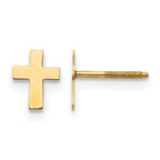 14k Madi K Polished Tiny Cross Childrens Silicone Comfort Screwback Earrings