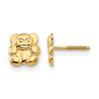 14k Madi K Polished Teddy Bear Childrens Screwback Post Earrings