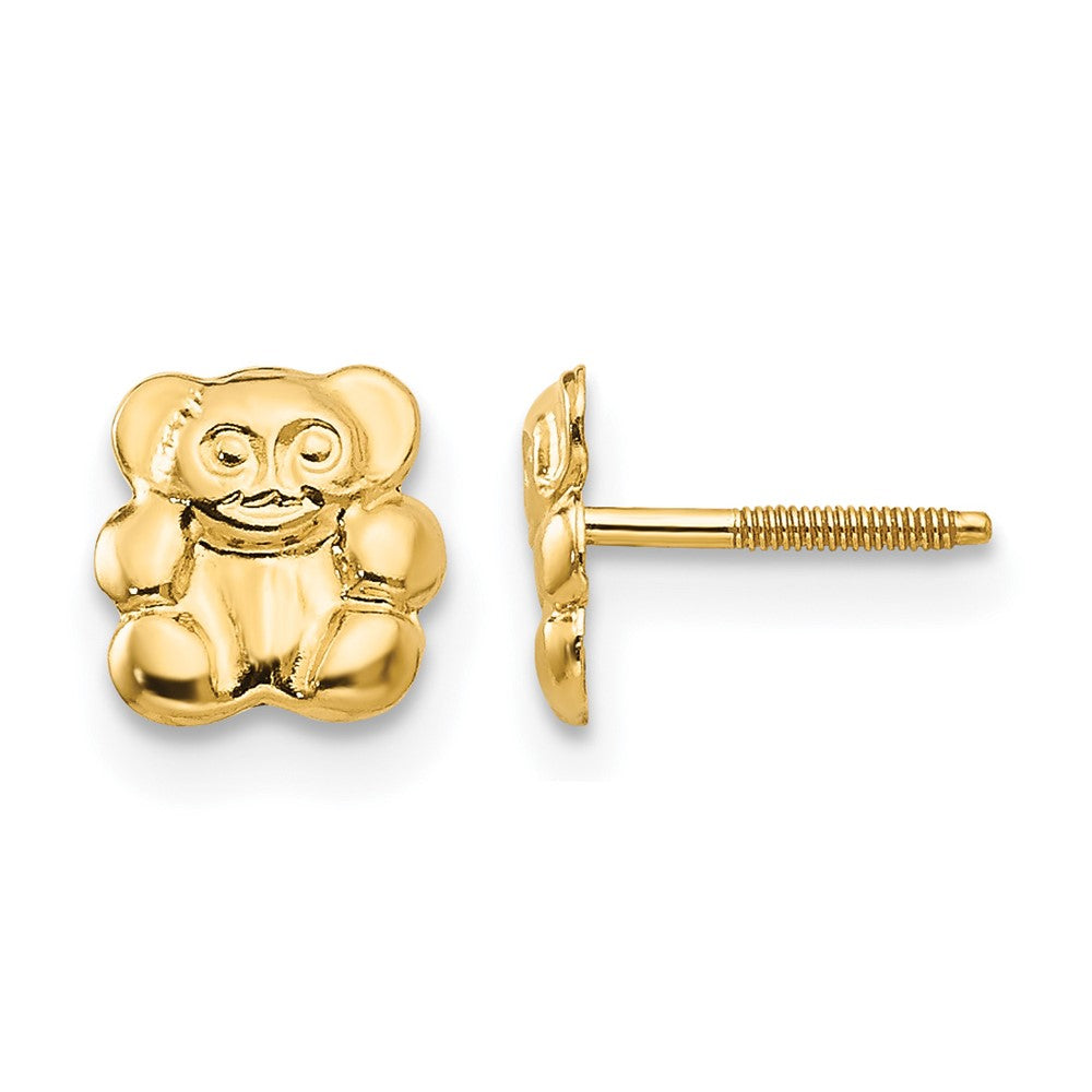 14k Madi K Polished Teddy Bear Childrens Screwback Post Earrings