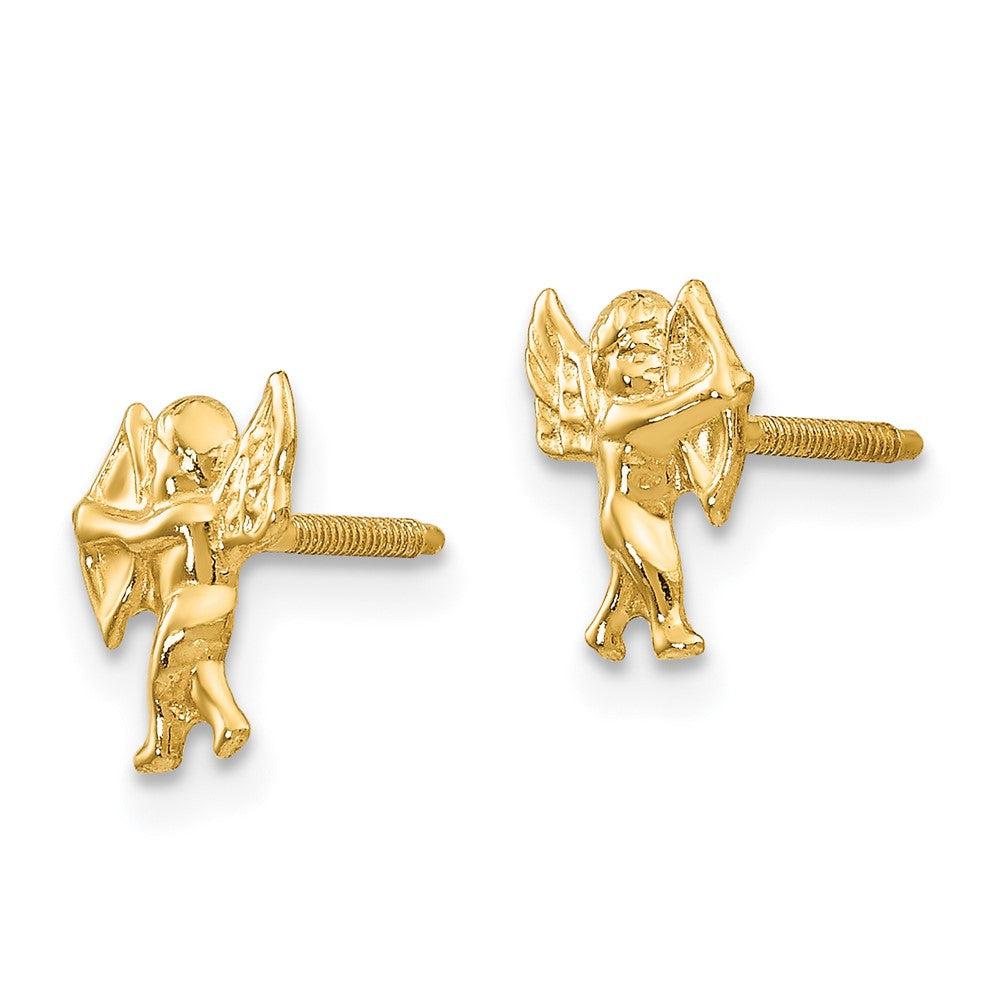 14k Madi K Polished Cupid Childrens Screwback Earrings