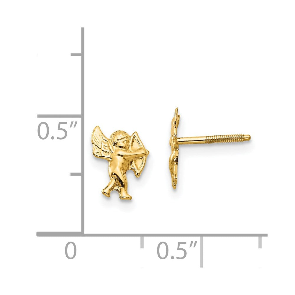 14k Madi K Polished Cupid Childrens Screwback Earrings