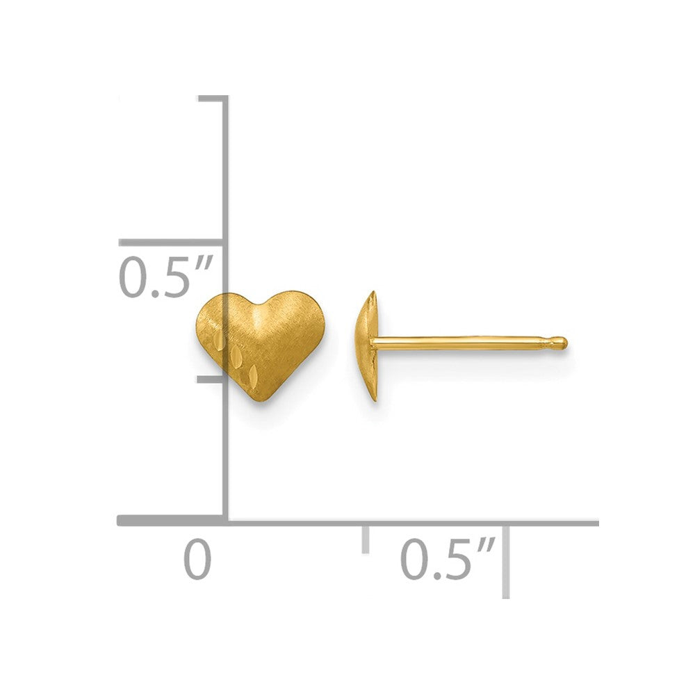 14k Madi K Diamond-Cut and Satin Puffed Heart Childrens Post Earrings