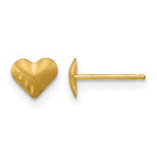 14k Madi K Diamond-Cut and Satin Puffed Heart Childrens Post Earrings