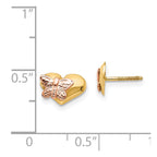 14k and Rose Rhodium Madi K Polished Butterfly Heart Childrens Screwback Earrings