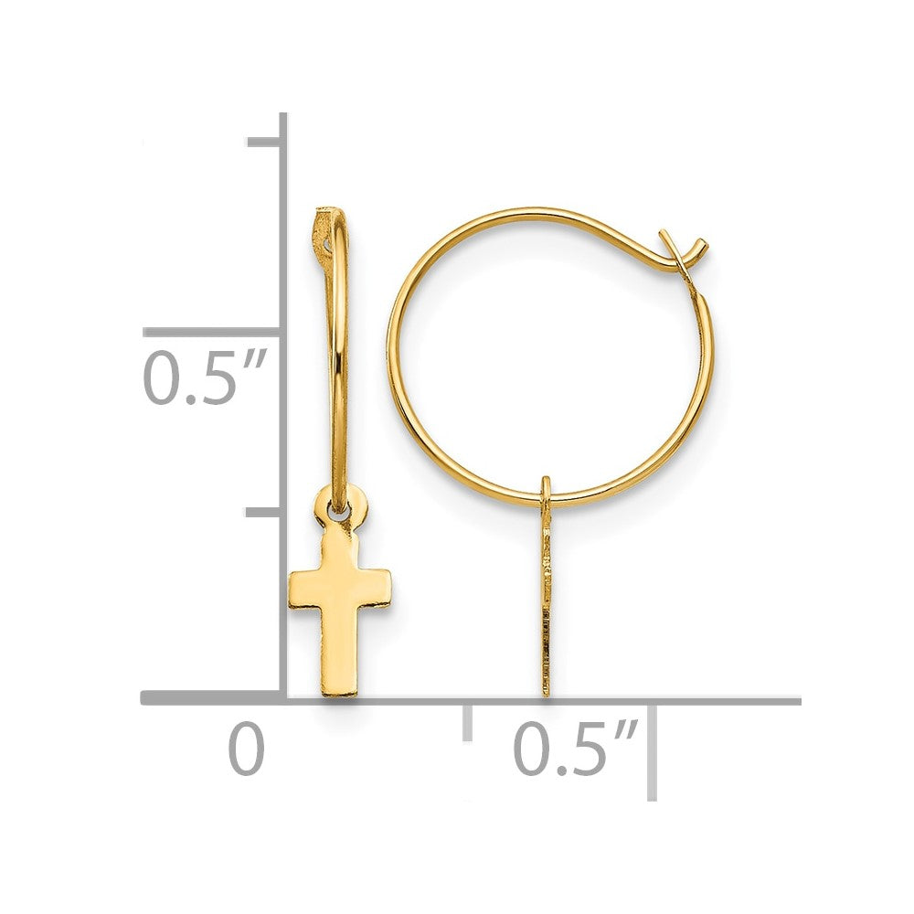 14k Madi K Endless Hoop with Small Cross Dangle Childrens Earrings