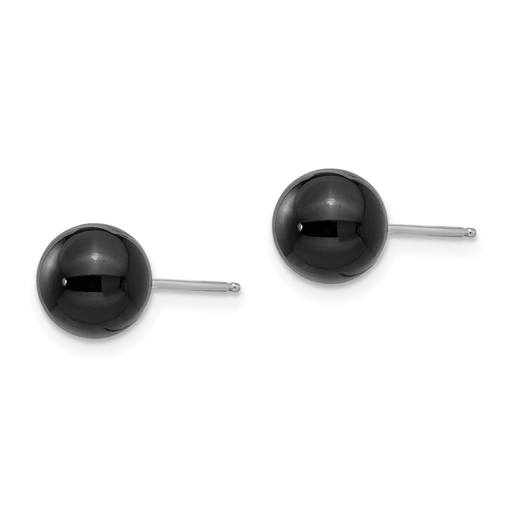 14k White Gold Madi K 7.00mm Onyx Bead Earrings