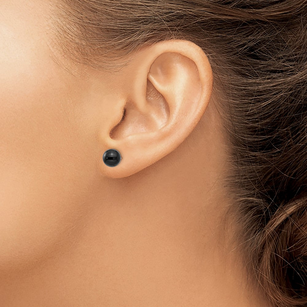 14k White Gold Madi K 7.00mm Onyx Bead Earrings
