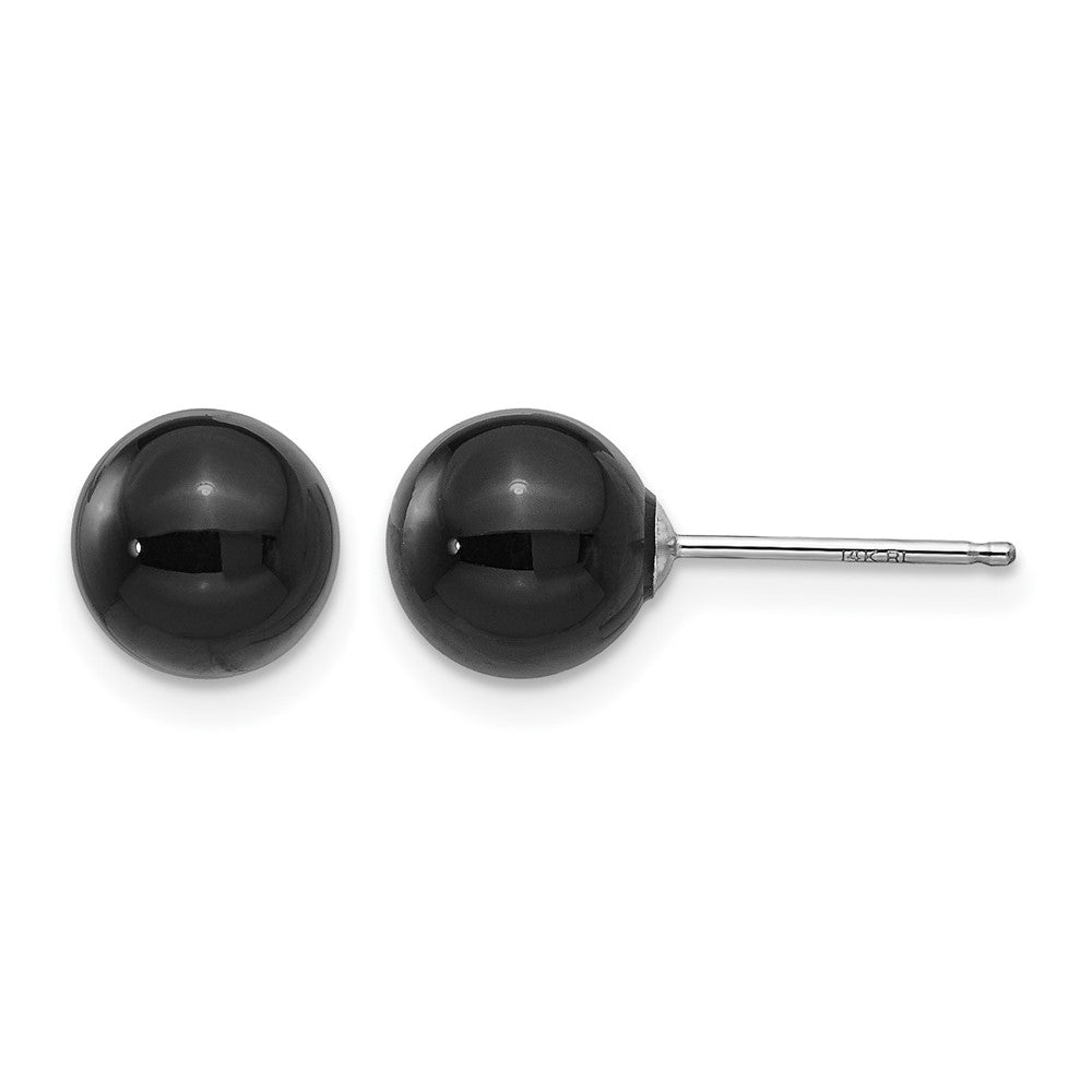 14k White Gold Madi K 7.00mm Onyx Bead Earrings