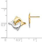 14k and White Rhodium Madi K Two Dolphins Childrens Post Earrings